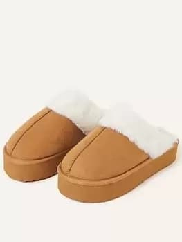 Accessorize Platform Suedette Mule, Brown Size M Women