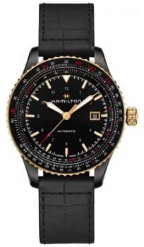 Hamilton Aviation Converter Black Leather Strap Black Watch