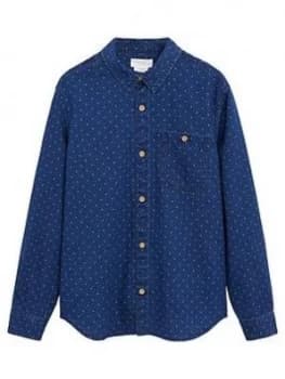 Mango Boys Printed Long Sleeve Shirt - Navy, Size 5 Years