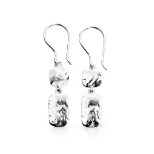 Aiyana Minerva Silver Double Drop Hammered Earrings