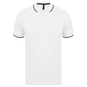 Henbury Mens HiCool Tipped Polo Shirt (M) (White/Navy)
