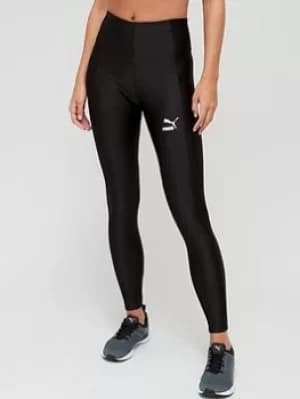 Puma Puma Classics Shiny High Waist Leggings, Black, Size L, Women