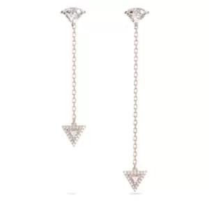 Ortyx Drop Triangle Cut Asymmetric White Rose Gold-tone Plated Earrings 5643729
