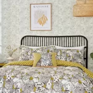 Scion Doggy Day Care Kingsize Duvet Cover Set, Mustard