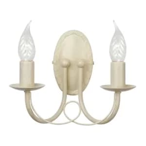 Minster 2 Light Indoor Candle Wall Light Gold, Ivory, E14
