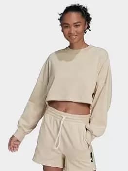 adidas Sportswear Studio Lounge Summer Crew Sweatshirt, Beige Size M Women