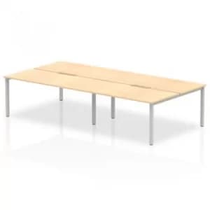 B2B Silver Frame Bench Desk 1600 Maple (4 Pod)