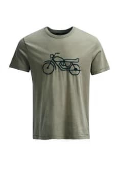 Mens French Connection Motorcycle Embroidered T Shirt Green