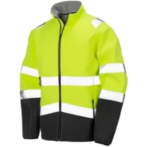 Result Safeguard Mens Printable Safety Softshell Jacket (S) (Fluorescent Yellow/Black) - Fluorescent Yellow/Black