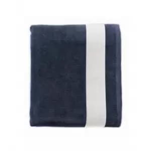 SOLS Lagoon Cotton Beach Towel (One Size) (French Navy/White)