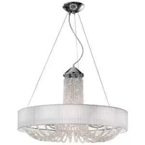 Kolarz GIOIOSA - Designer Fabric Cylindrical Pendant Light Polished Chrome, 12x G9