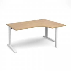 TR10 Right Hand Ergonomic Desk 1600mm - White Frame Oak Top