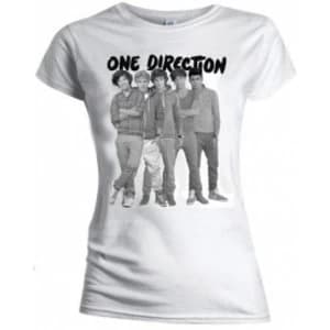 One Direction Group Standing Blk & White Skinny TS: Small