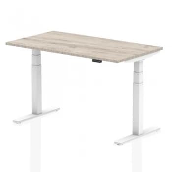 Trexus Sit Stand Desk White Legs 1400x800mm Grey Oak Ref HA01164