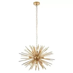 9 Light Spherical Pendant Satin Brushed Gold Plate, G9