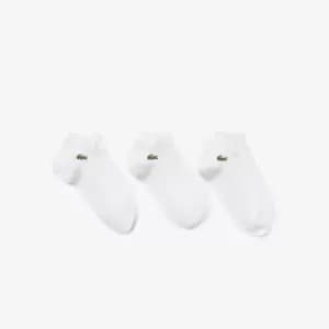 Unisex Lacoste SPORT Low-Cut Socks Three-Pack Size 39/42 White