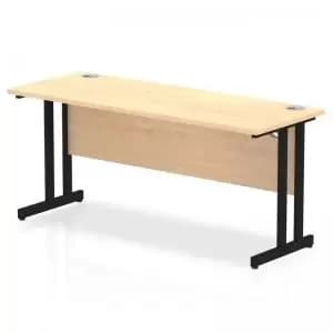 Impulse 1600 x 600mm Straight Desk Maple Top Black Cantilever Leg