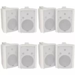 Loops - 8x 180W White Wall Mounted Stereo Speakers 8' 8Ohm loud Premium Audio & Music