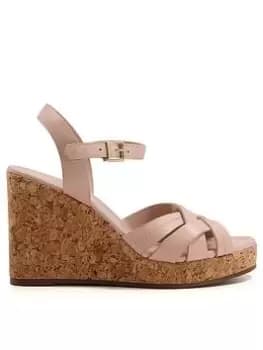 Dune London Dune London Koral Cork Leather Heeled Wedge - Nude, Beige, Size 5, Women