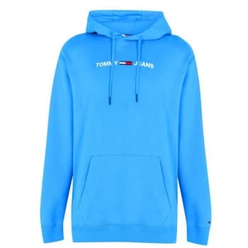 Tommy Jeans Straight Logo Hoodie - Light Blue CZD