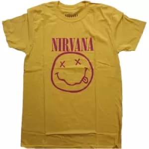 Nirvana - Pink Smiley Unisex XXX-Large T-Shirt - Yellow
