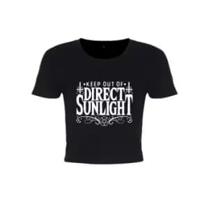 Grindstore Ladies/Womens Keep Out Of Direct Sunlight Acid Wash Oversized Cropped T-Shirt (Large (UK 12-14)) (Black)