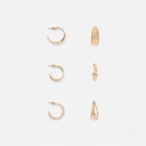 Missguided MIX 3PR HOOP - Gold