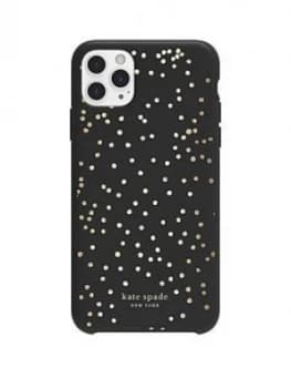 Kate Spade New York New York Protective Hardshell Case For iPhone 11 Pro Max - Soft Touch Disco Dots Black/Gold/Crystal Gems/Pearls
