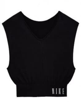Nike Older Girls Seamless Reversible Training T-Shirt - Black