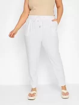 Yours Linen Joggers - White, Size 16, Women