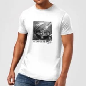 Plain Lazy Licensed To Grill Mens T-Shirt - White - L