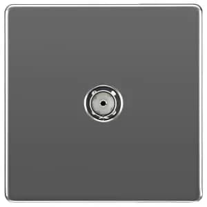 BG Screwless Flat Plate Single Socket For TV Or Fm Co-Axial Aerial Connection - Black Nickel