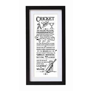 Arora The Ultimate Gift for Man Printed Word Poster-Black Wooden Framed Wall Art Picture-Cricket Mad, Multicolour, One Size