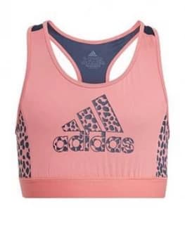 adidas Girls Leo Bra Top - Pink/Black, Size 11-12 Years, Women