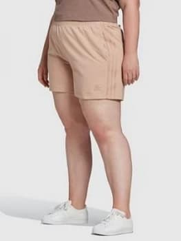 adidas Originals New Neutral 3-Stripes Plus Size Shorts - Nude, Size 1X, Women