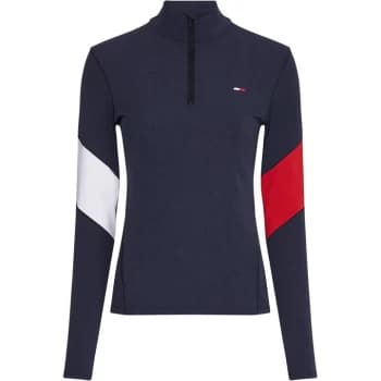 Tommy Sport Block Long Sleeve Zip Top - Navy/Red/Wht