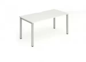 Single Silver Frame Bench Desk 1200 White