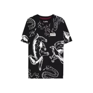 Harry Potter Ladies T-Shirt Heraldic Animals WB AOP Size L