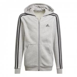 adidas adidas Boys 3-Stripes Full Zip Track Top Hoodie - Grey/Black