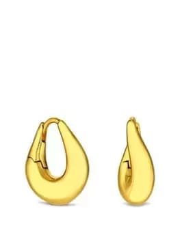 Inicio 14K Gold Plated Wave Polished Hoop Earrings