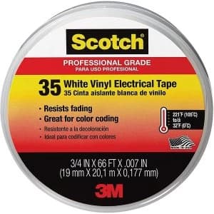 Scotch Vinyl Electrical Tape White (19mm x 20 m)