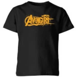 Marvel Avengers Infinity War Orange Logo Kids T-Shirt - Black - 11-12 Years