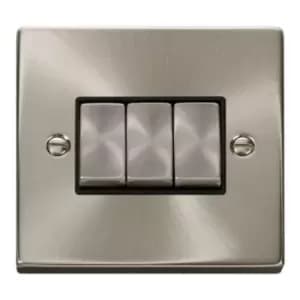 Satin Chrome 3 Gang 2 Way Light Switch - VPSC413BK - 216838