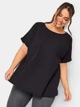 Yours Short Sleeve Boxy Top Black, Size 16, Women