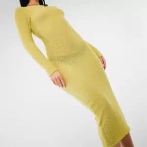 Missguided Textured Boat Neck Midaxi Dress - Green