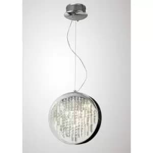 Geo pendant lamp with Black lampshade 9 polished chrome / crystal bulbs