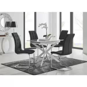 Lira 100 Extending Dining Table and 4 Black Murano Chairs - Black