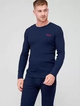 Polo Ralph Lauren Waffle Long Sleeve Lounge Top - Navy, Size 2XL, Men