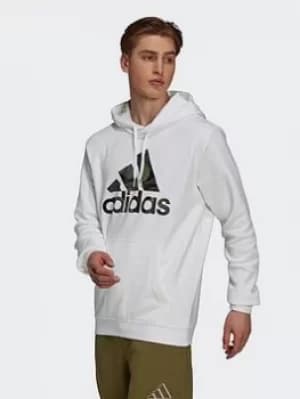 adidas Essentials Fleece Camo-print Hoodie, White Size M Men
