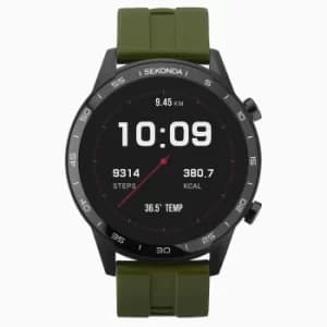 Sekonda Black Interactive Dial Green Silicone Strap Mens Smartwatch 1993